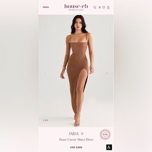 House of cb Jaida Toast Corset Maxi Dress